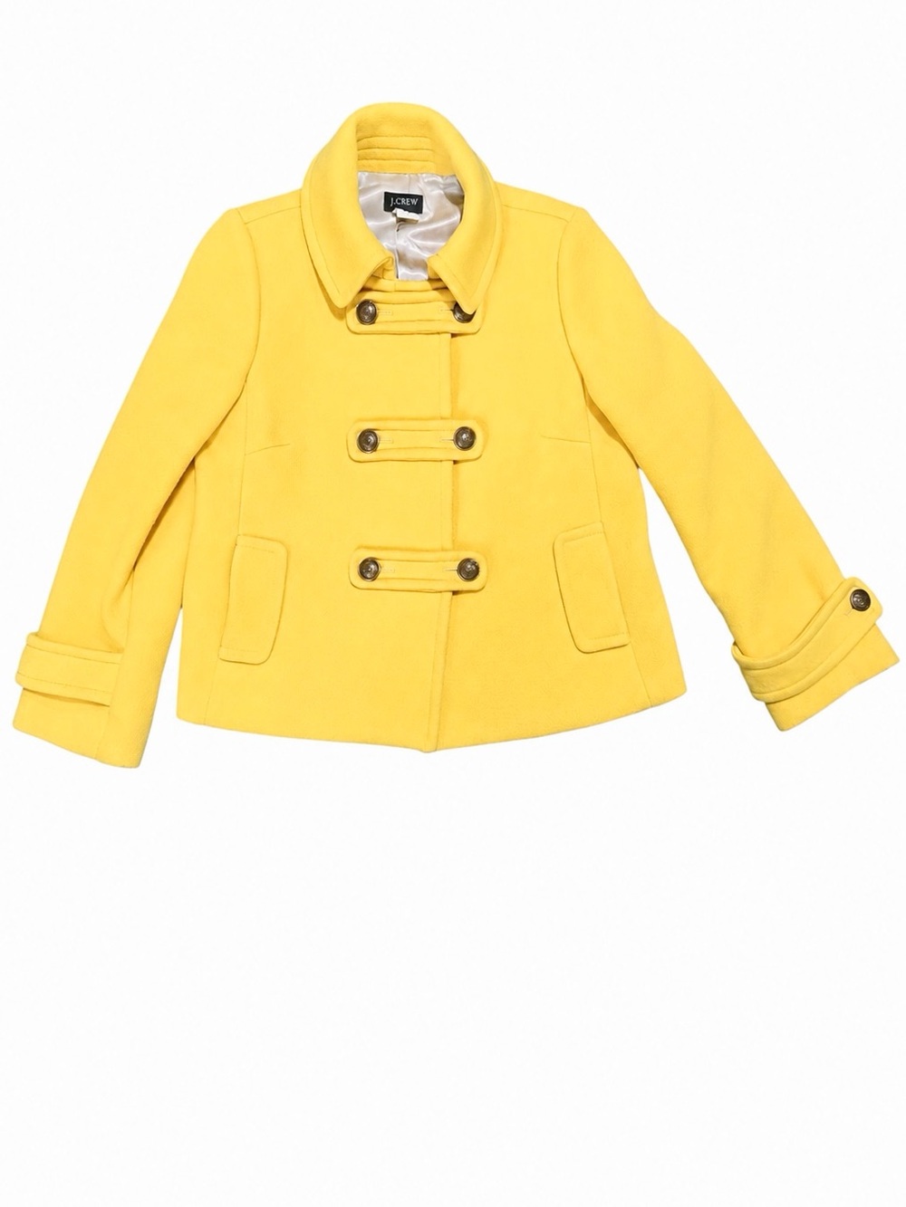 J. Crew Yellow Wool Blend Coat Size 6 Classic Toggle Button Front Coat Jacket